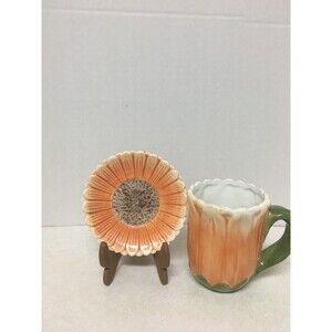 Vintage The Bombay Company Tulip Flower Shape Cup & Saucer Set